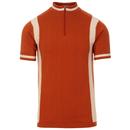 Madcap England Vitesse Retro Mod Knitted Zip Neck Cycling Top in Rust