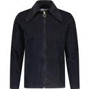Madcap England Ziggy Cord Beagle Collar Zip Shirt-Jacket in Black