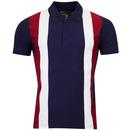 Madcap England Men's Retro Mod Stripe Panel Jersey Polo Shirt in Peacoat