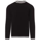 madacp england mens moon contrast tipped long sleeve knitted top black