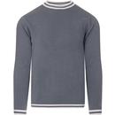 madacp england mens moon contrast tipped long sleeve knitted top flintstone blue