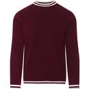 madacp england mens moon contrast tipped long sleeve knitted top zinfandel