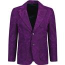 madcap england mens paisley print single breasted 70s cord blazer purple