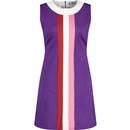 madcap england womens polly mod stripe mini shift dress purple red pink