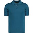 madcap england mens brando 60s mod plain knitted polo tshirt mallard blue
