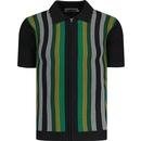 madcap england mens capitol stripe pattern zip through polo tshirt black green