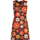 madcap england womens daytripper 70s bold floral pattern shift dress brown orange