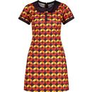 madcap england womens dollierocker circle pattern 60s mod dress black coffee