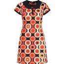 madcap england womens dollierocker psych out pattern 60s mod dress coffee brown red