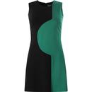 madcap england womens golightly 60s two tone mod dress black teal green