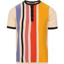 madcap england mens grandad collar vertical stripes knitted tshirt whisper white