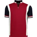 madcap england mens hi-wheel colour block zip neck knitted cycling top red