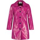 Madcap England Jackie Women's 1960s Mod PVC Raincoat in Maroon Pearl