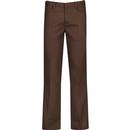 Madcap England Logan Bootcut 60s Mod Hopsack Bootcut Trousers in Chocolate Brown
