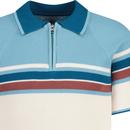 Meteor Madcap England Mod Rib Zip Neck Polo - Blue