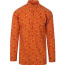 madcap englanad mens gold paisley print kaftan long sleeve shirt orange