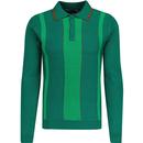 madcap england mens nova rib knit tonal stripe long sleeve polo top evergreen