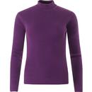 madcap england womens ribbed knit turtleneck long sleeve slim fit top imperial purple
