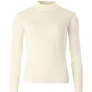 madcap england womens ribbed knit turtleneck long sleeve slim fit top winter white