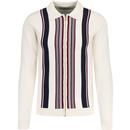 madcap england mens vertical stripe front zip through cardigan snow white