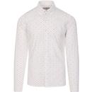 madcap england mens tab collar patterned long sleeve shirt white