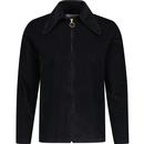 madcap england mens ziggy spear collar cord zip through shirt black