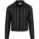 madcap england mens vertical stripes collared zip jacket black grey