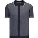 madcap england mens arrow 2 tone textured button through polo cardigan navy