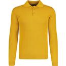 Madcap England Brando 60s Mod Long Sleeve Knitted Polo Shirt in Harvest Gold