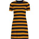 Madcap England Retro 60s Mod Knitted Stripe Dress in Navy	