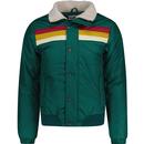 Madcap England Edge Men's Retro 1970s Rainbow Stripe Ski Jacket in Alpine Green