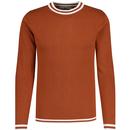 Madcap England Moon Retro Mod Knitted Tipped Long Sleeve Top in Gingerbread