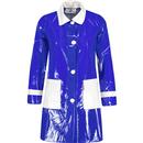 madcap england womens robin 60s mod pvc raincoat blue white
