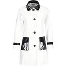 Madcap England Womens Robin 1960s Mod Two Tone PVC Raincoat in White