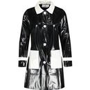 madcap england womens 60s mod two tone pvc raincoat black