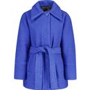 mademoiselle yeye womens luna belted short borg jacket electric blue