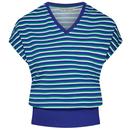 Mademoiselle YeYe Friday Girl In The City Retro 60s Stripe Top in Blue/Green.