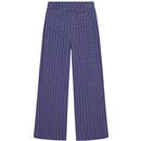 Mademoiselle Yeye Funky Beat 70s Women's Trousers in Blue/Burgundy