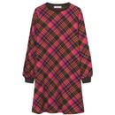 Mademoiselle Yeye Laid Back Chic Mod Winter Tartan Dress in Pink/Orange 42109