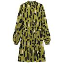 Mademoiselle Yeye Love Swing 60s Mod Dress in Green/Black 42118