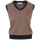 Mademoiselle Yeye Miss Preppy Womens Retro 70s Houndstooth Knitted Tank Top Vest