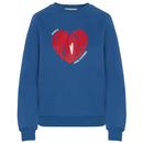Mademoiselle Yeye More Amore Retro Print Heart Sweatshirt in Blue