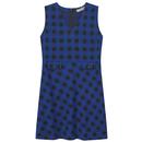 Mademoiselle Yeye Pina Calling Retro Mod Pinafore Dress in Blue/Black Check 42103