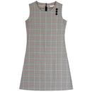 Mademoiselle Yeye Retro Mod 60s Pina Square Pinafore Dress in Grey and Blue Check