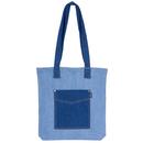 Mademoiselle Yeye Rebellion XL Tote Bag in Light Blue Denim with Dark Blue Pocket