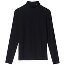 Mademoiselle Yeye Stay Around Me Retro 70s Roll Neck Top in Black