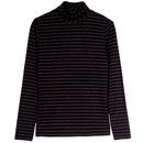 Mademoiselle Yeye Stay Forever Retro 70s Striped Roll Neck in Black