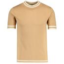 Madcap England Moon Mod Tipped Knitted T-shirt in Latte pictured from front 