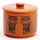 Magpie x Hornsea Pottery Retro 70s Lidded Bowl in Orange Cat MA1562