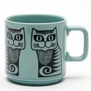 Magpie x Hornsea Pottery Retro 70s Mug in Cat Teal Blue MA1570